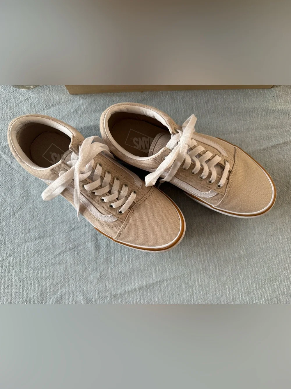 Vans Women’s Old Skool Canvas Platform Sneakers in Beige